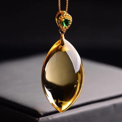 Natural Yellow Citrine Quartz Water Drop Pendant 40x15mm Gemstone Women Men Water Drop Wealthy Bead Necklace AAAAA ► Photo 1/6