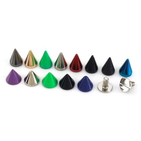 10pcs More Color Brass Bullet Cone Spike Punk Screwback Studs Bag Clothes Leather Craft Phone Case Diy Decor Accessories ► Photo 1/6