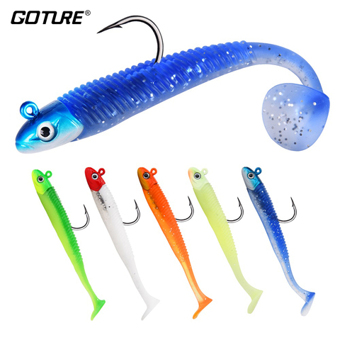 Goture 1PC Lead Head Soft Bait Black Minnow Jig Fish Swimbait Artificial Lure 108mm 14g Carp Fishing Tackle ► Photo 1/6