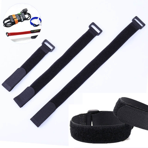 10pcs Black Nylon Adhesive Fastener Tape Velcros Reverse Buckle Tape Velcros Strap With Buckle Loop Strap Cord Ties cable strap ► Photo 1/6