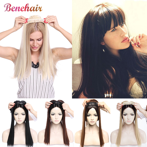 BENEHAIR Clip in Hair Topper Long Straight Clip Extension Hair Synthetic Hair Toupee Hairpiece For Women Fake Hair With Bangs ► Photo 1/6