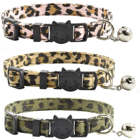 Cat Collar Breakaway with Bell Leopard Durable & Safe Cute Kitten Collars Safety Adjustable Kitty Collar for Cat Puppy 7.5-11in ► Photo 1/6