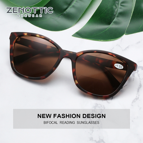 ZENOTTIC Butterfly Bifocal Reading Sunglasses Women Men Presbyopia Eyewear Anti Blue Light Reading Sun Glasses With Diopter ► Photo 1/6