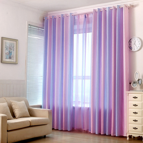 Modern Gradient Color Striped Curtain for Living room Window Panels Purple Pink Blackout Curtain for Girls Bedroom Drapes WP1493 ► Photo 1/6