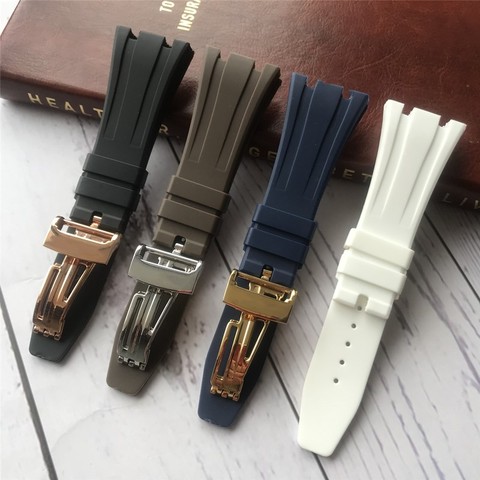 Soft 26mm Silicone rubber watchband for AP Strap Buckle for Audemars And Piguet watch band for 15400/26470/15703 hooks ► Photo 1/6