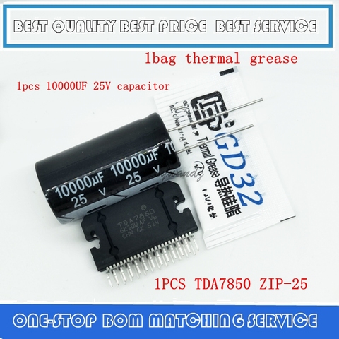 Car amplifier module TDA7850 TDA 7850 zip25 + 1 pcs 10000UF 25V capacitor + one bag thermal grease =A SET New ORIGINAL ► Photo 1/1