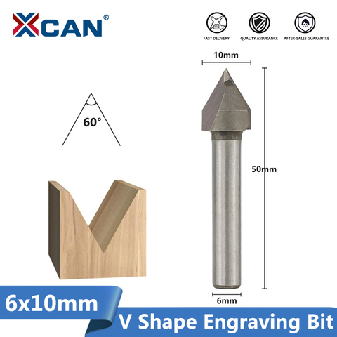 XCAN 1pc 6x10mm 60Degree V Shape Chamfer End Mills Router Bit for Woodworking 3D Milling Cutter V Groove Router Bit ► Photo 1/5