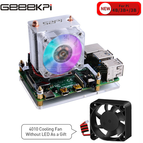 GeeekPi Clear Black Ice Tower Cooling Fan V2.0 Super 7 Colours Light Bracket 5-Layer Acrylic Case for Raspberry Pi 4B / 3B / 3B+ ► Photo 1/6