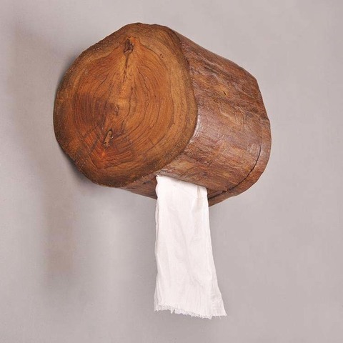 Wood Towel Tube Home Hotel Bathroom Toilet Paper Tube Toilet Tissue Holder Kitchen Tray  LO62321 ► Photo 1/5