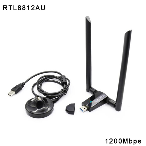 RTL8812AU 1200Mbps Wifi Receiver USB3.0 Wireless Network Card Dual Band 2.4G&5.8G 5dBi Wifi Antenna Adapter for Desktop Laptop ► Photo 1/6