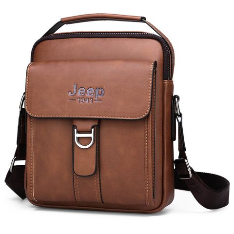 Luxury Brand JEEP Men Messenger Bags Leather Shoulder Bag Small Vintage Top-Handle Male Handbag Business Crossbody Bag For Men ► Photo 1/6