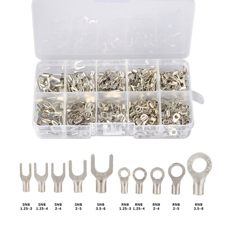 320Pcs Non-Insulated Ring Fork U-type Brass Terminals Assortment Kit Cable Wire Connector Crimp Spade Terminals Assorted set ► Photo 1/6