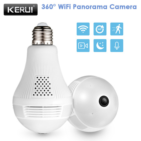 KERUI LED Light 960P Wireless Panoramic Home Security WiFi CCTV Fisheye Bulb Lamp IP Camera 360 Degree Home Security Burglar ► Photo 1/6