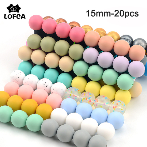 LOFCA 15mm 20pcs Silicone Beads food grade silicone Teether Round Beads Baby Chewable Teething Beads silicone teether for diy ► Photo 1/6