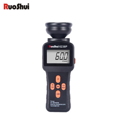 RuoShui Digital Stroboscope Tachometer 6238P LCD Non-Contact Flash Photoelectric Revolution Meter 60-39999 RPM Speedmeter Tester ► Photo 1/1