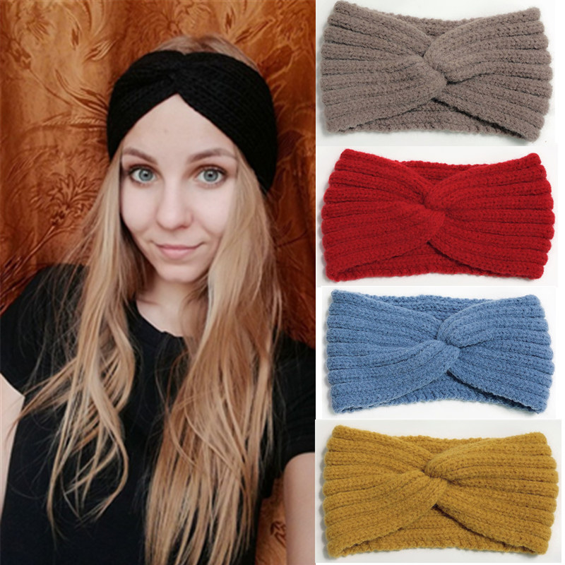 Ladies' Knitted Woolden Yarn Bow Headband Sports Hair Band Hair Accessories