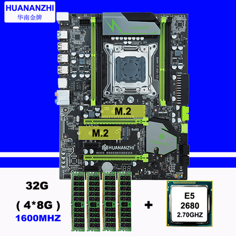 Discount Computer hardware brand HUANAN ZHI X79 motherboard with M.2 slot CPU Intel Xeon E5 2680 2.7GHz RAM 32G(4*8G) 1600 RECC ► Photo 1/6