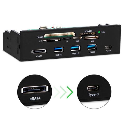 USB 3.0 Front Panel Multi-Port PC Front Panel Internal USB 3.0 eSATA Type-C MD TF SD Card Reader Hub USB Front Panel картридер ► Photo 1/6