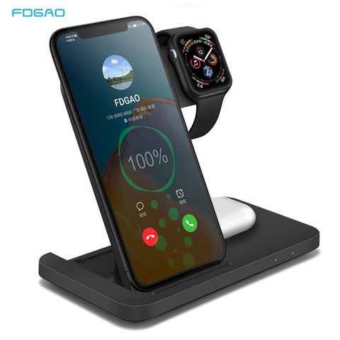 15W Qi Wireless Charger For iPhone 11 XS XR X 8 Samsung S10E S20 USB C Fast Charging Dock for Apple Watch SE 6 5 4 3 Airpods Pro ► Photo 1/6