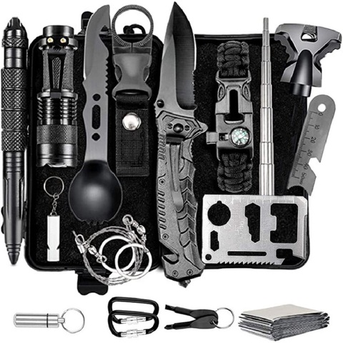 Survival Gear Kits 16 in 1 Outdoor Emergency SOS Survive Tool Supplies Tactical Knife Spoon Fork Pen for Camping Hiking Hunting ► Photo 1/6