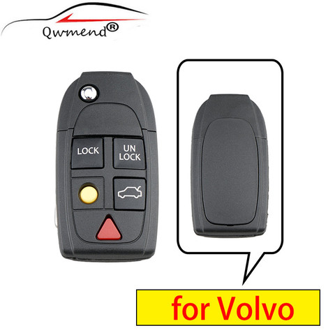 QWMEND 5 Buttons Replacement Smart Car key Fob Case for Volvo XC70 XC90 V50 V70 S60 S80 C30 Remote Flip Key Shell ► Photo 1/5