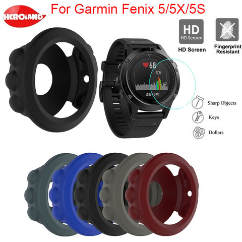 2pc Soft TPU Screen Protector Cover Clear Protective Film Guard For Garmin Fenix 5/5S/5X Plus Silicone Protective Case Covers ► Photo 1/6