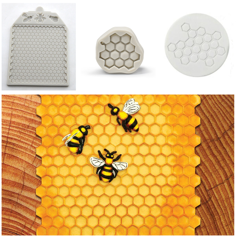 Bees And Continuous Honeycomb Textured Silicone Molds Fondant  Chocolate Cake Mould Cake Decorating Tools Kitchen Bakeware ► Photo 1/5