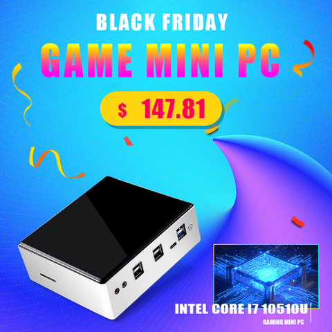 10th Gen. Intel® I7-10510U 2 LAN 3 Display Fanless Mini PC