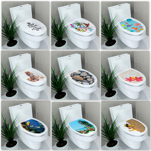 32*39cm Sticker WC Pedestal Pan Cover Sticker Toilet Stool Commode Sticker home decor Bathroon decor 3D printed flower view ► Photo 1/6