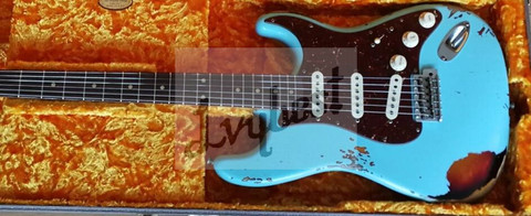 Electric guitar customized Relic effect,suburst below top blue,alder body,left hand, customer supply all the parts himself! ► Photo 1/6