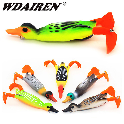 1Pcs Double Propeller Flipper Duck Fishing Lures Ducking Frog Soft Bait 9.5cm 11.2g 3D Eyes Artificial Swimbait Day Bass Tackle ► Photo 1/6