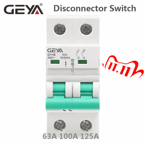 GEYA GYH8 Din Rail 2Pole Main Switch Function Disconnector Switch Isolator Circuit Breaker 400VAC DP Breaker ► Photo 1/6
