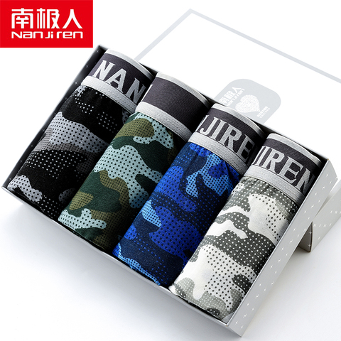 NANJIREN Underwear Panties Mens 4Pcs\lot Underwear Camouflage Organic Natural Cotton Model Boxers Men Ventilate Plus Size Boxers ► Photo 1/6