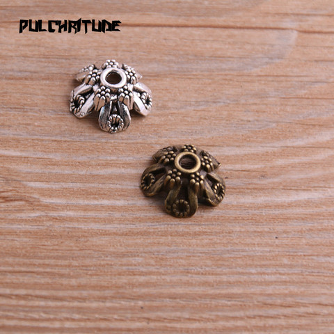  10pcs 7*16*16mm Two Color Retro Bead Caps Charm Hollow Flower Pendants Jewelry Accessories DIY Receptacle Charms ► Photo 1/5