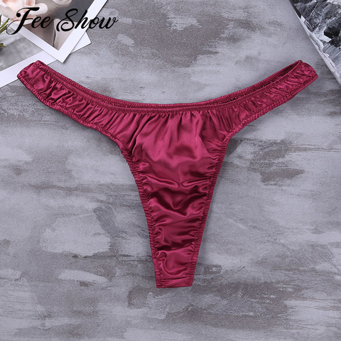 Hot Sale Sexy Gay men's Lingerie Soft Shiny Satin Bikini thongs sissy Underwear Underpants Panties for Lingerie Night ► Photo 1/6