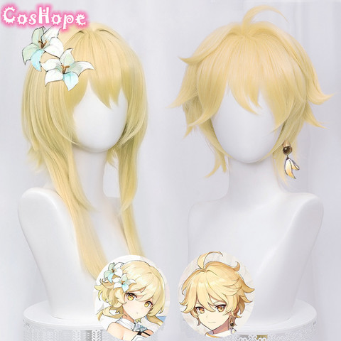 Genshin Impact Traveler Cosplay Aether Lumine Blond Wig Cosplay Anime Wigs Heat Resistant Synthetic Wigs Halloween for Girls ► Photo 1/6
