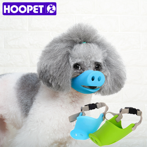 HOOPET Breathable Cute Pig Dog Muzzle Silicone Anti-bite Dog Muzzles Stop Bark Bite Mouth Mask Adjustable for Small Dog Pets ► Photo 1/6