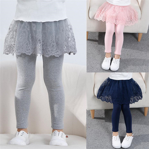 2022 Cotton Baby Girls Leggings Lace Princess Skirt-pants Spring Autumn Children Slim Skirt Trousers for 2-7 Years Kids Clothes ► Photo 1/6