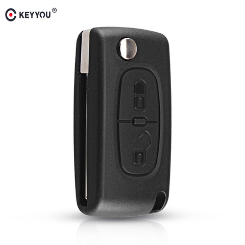 KEYYOU 2 Buttons Remote Flip Key Folding Car Key For Peugeot 207 307 308 3008 407 433MHz PCF7961 HU83 Blade ID46 ASK CE0536 ► Photo 1/6