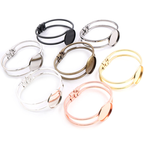 High Quality 25mm 20mm Black Silver Gold Plated 7 Colors Bangle Base Bracelet Blank Findings Tray Bezel Setting Cabochon Cameo ► Photo 1/6