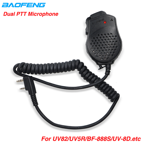 2PCS Original Baofeng UV 82 Dual PTT  Speaker Mic Microphone For Walkie Talkie UV82 UV-H9 BF-888S UV-5R pro Radio Accessories ► Photo 1/6