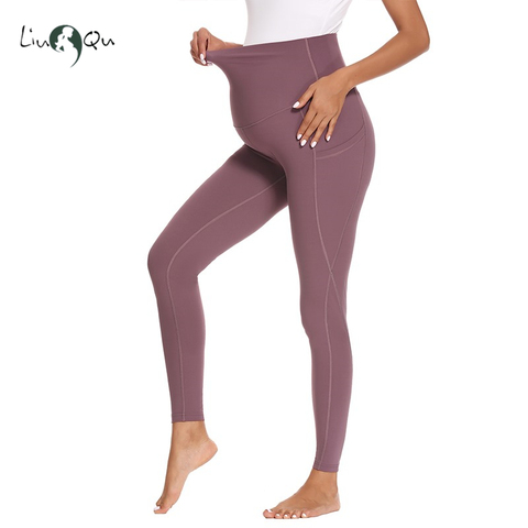 Pregnancy Mama Clothing Womens Maternity Yoga Pants for Women with Pockets High Waisted Workout Pants for Women Leggings ► Photo 1/1