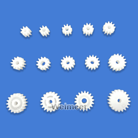 10PCS 8T 9T 10T 11T 12T 13T 14T 16T 18T 20T  Teeth 0.5 Modulus Spindle Plastic Gear Motor Shaft Reduction 0.8/1/1.5/2/2.5mm ► Photo 1/6