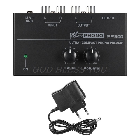 PP500 Phono Preamp Preamplifier with Level Volume Controls RCA Input Output 1/4