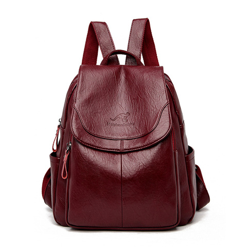 Hot Women Backpacks Designer High Quality Soft Leather Fashion Back Bag Brand Female Travel Bags Mochilas Mujer 2022 Backbags ► Photo 1/6