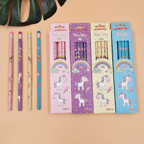 12Pcs/Box Paper Rainbow Pencils Writing Stationery for School and Office  Supplies Writing and Painting