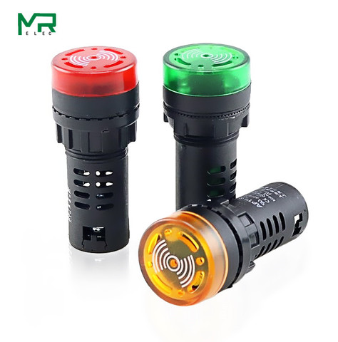 1PCS AD16-22SM intermittent sound, buzzer alarm, 22MM 12V 24V 110V, 220V red  Green yellow. ► Photo 1/3