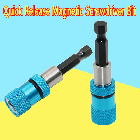 Extension Bar Electric Drill Screwdriver Bit Holder Stainless Steel 60mm Blue 1/4 Wood Working Tool Metalworking Sockets Sex ► Photo 1/6