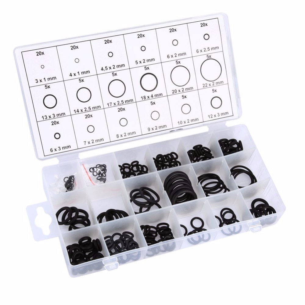 Buy Online 225 Pcs Lot Black Rubber O Ring Assortment Washer Gasket Sealing O Ring Kit 18 Sizes With Plastic Box Rubber Plug Silicon Ring Alitools