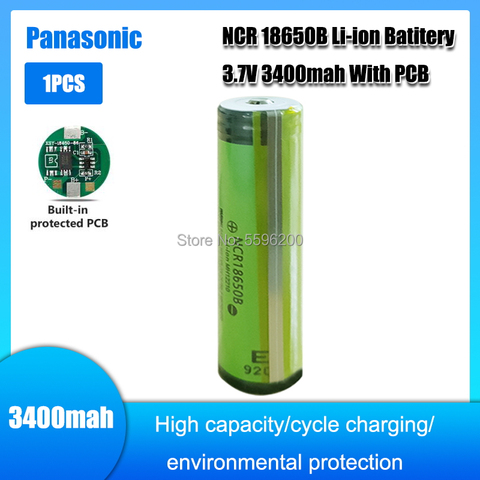 Buy Online 1pc Panasonic Ncr18650b Protected 3400mah Li Ion Rechargeable 18650 Battery 3 7v With Pointed Pcb For Flashlight Batteries Alitools